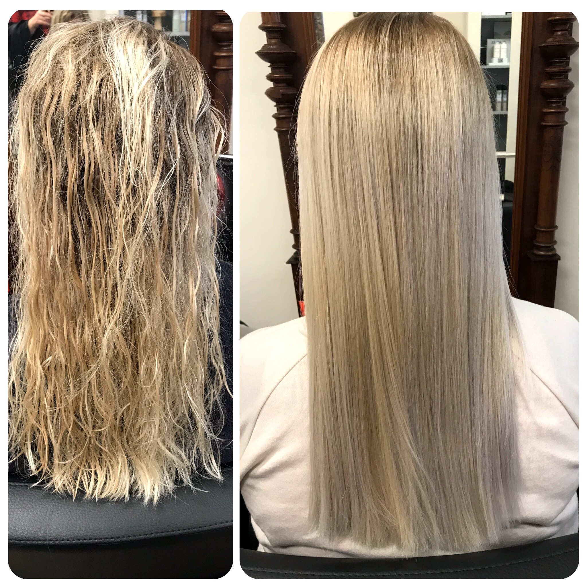 Dauerhafte Haarglättung mit NEWSHA Blond Vorher und Nachher Bild